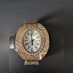 Gold-Tone Hinge Bracelet Analogue Watch